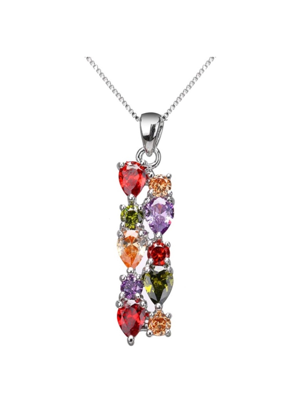🆕New Multi-Color Gemstone Necklace-Sterling Silver Plated - Picture 7 of 10